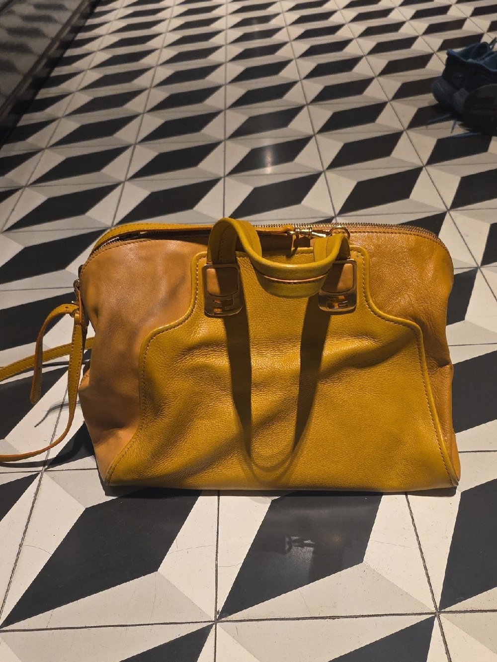 Fendi Vintage Women's Mustard Yellow Leather Satchel Bag